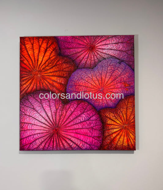 Tableau Lotus 40 cm x 40 cm violet