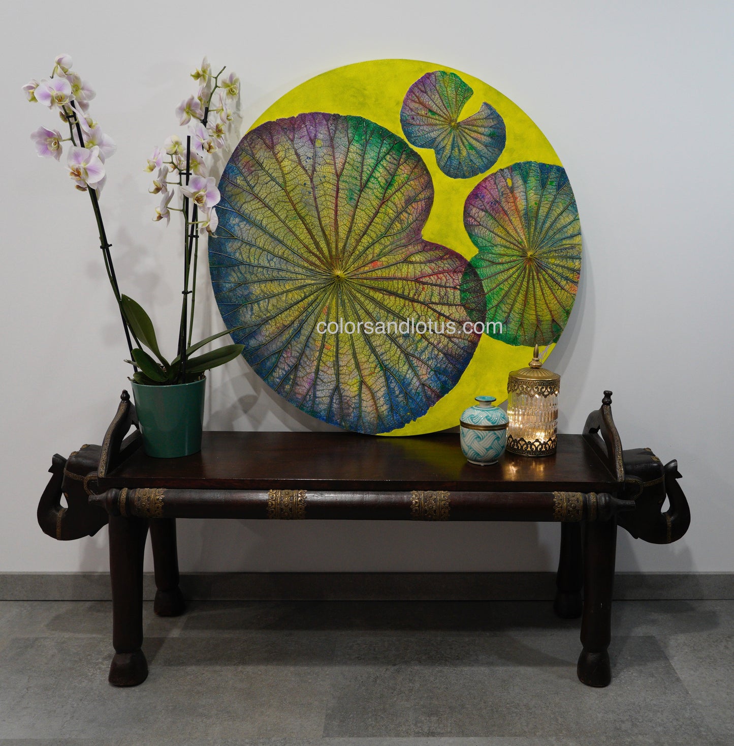 Lotus round painting diameter 70 cm