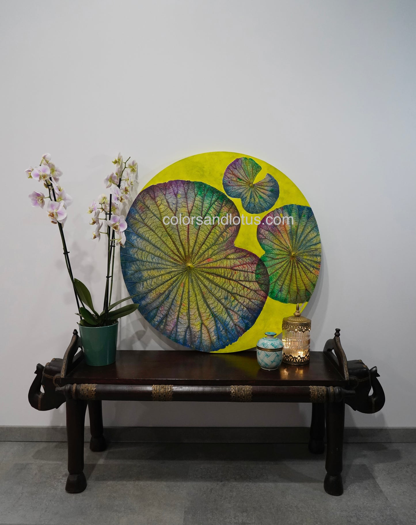 Lotus round painting diameter 70 cm