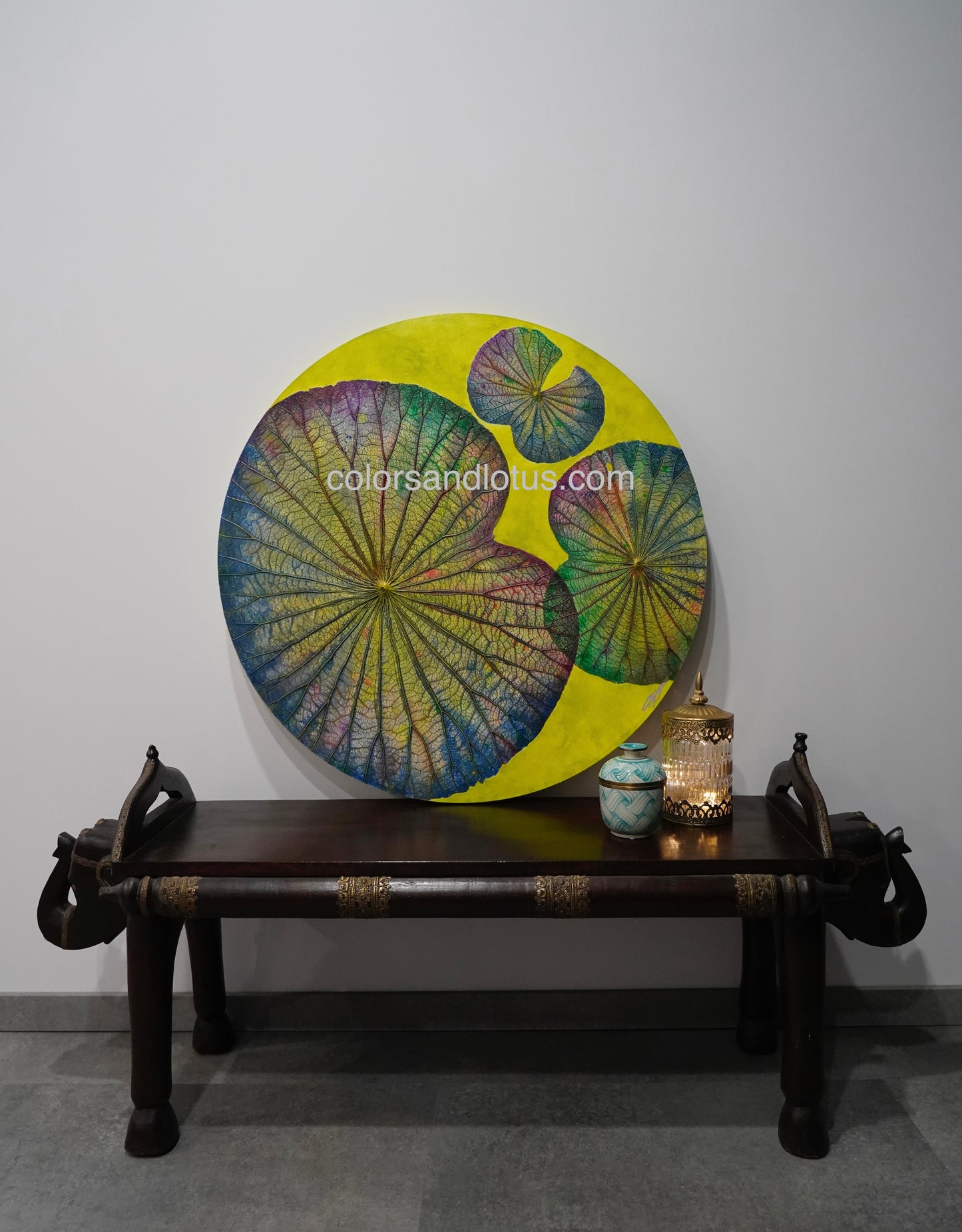 Lotus round painting diameter 70 cm