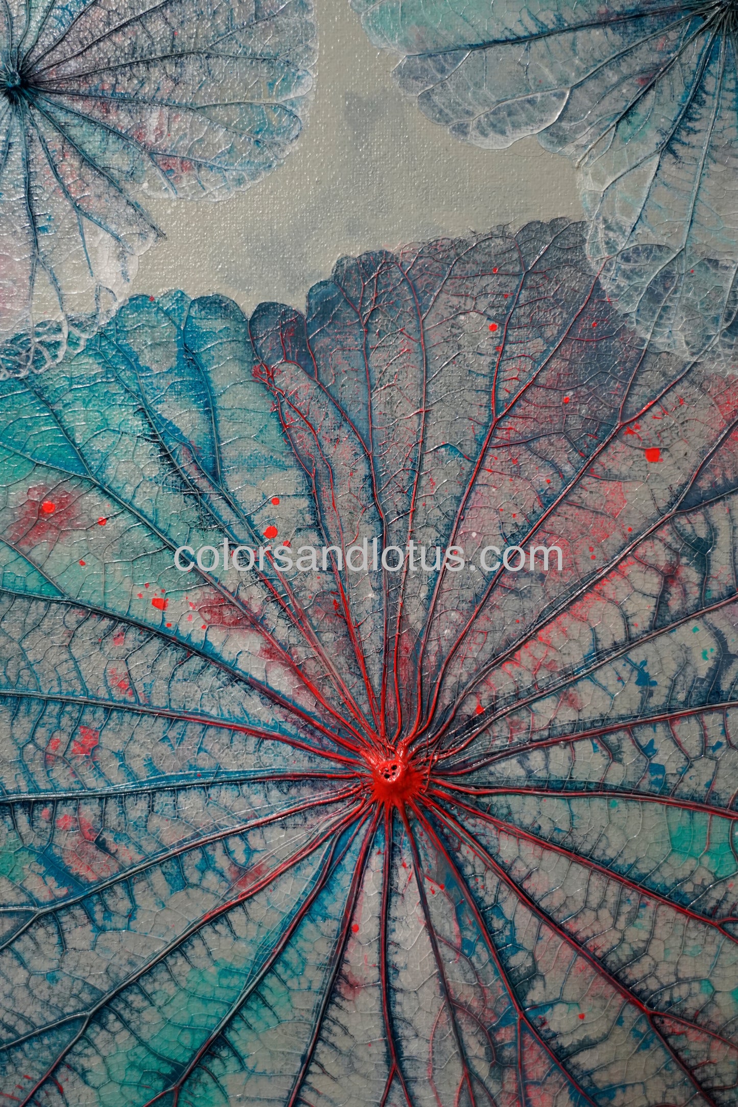 Tableau Lotus 40 cm x 80 cm bleu