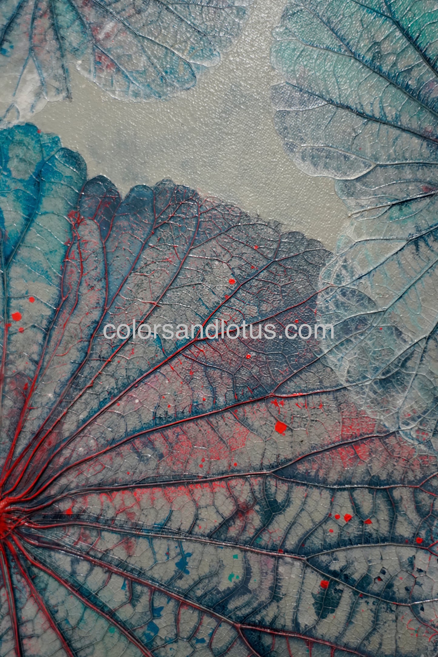 Tableau Lotus 40 cm x 80 cm bleu