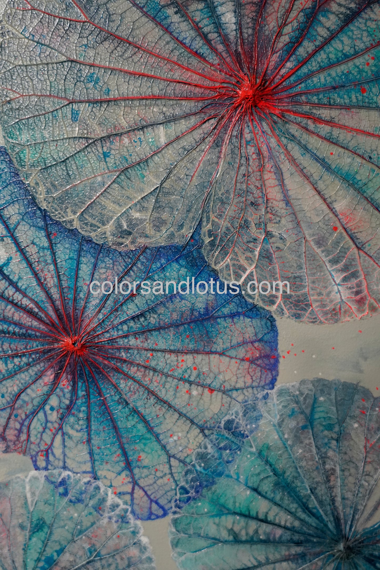 Tableau Lotus 40 cm x 80 cm bleu