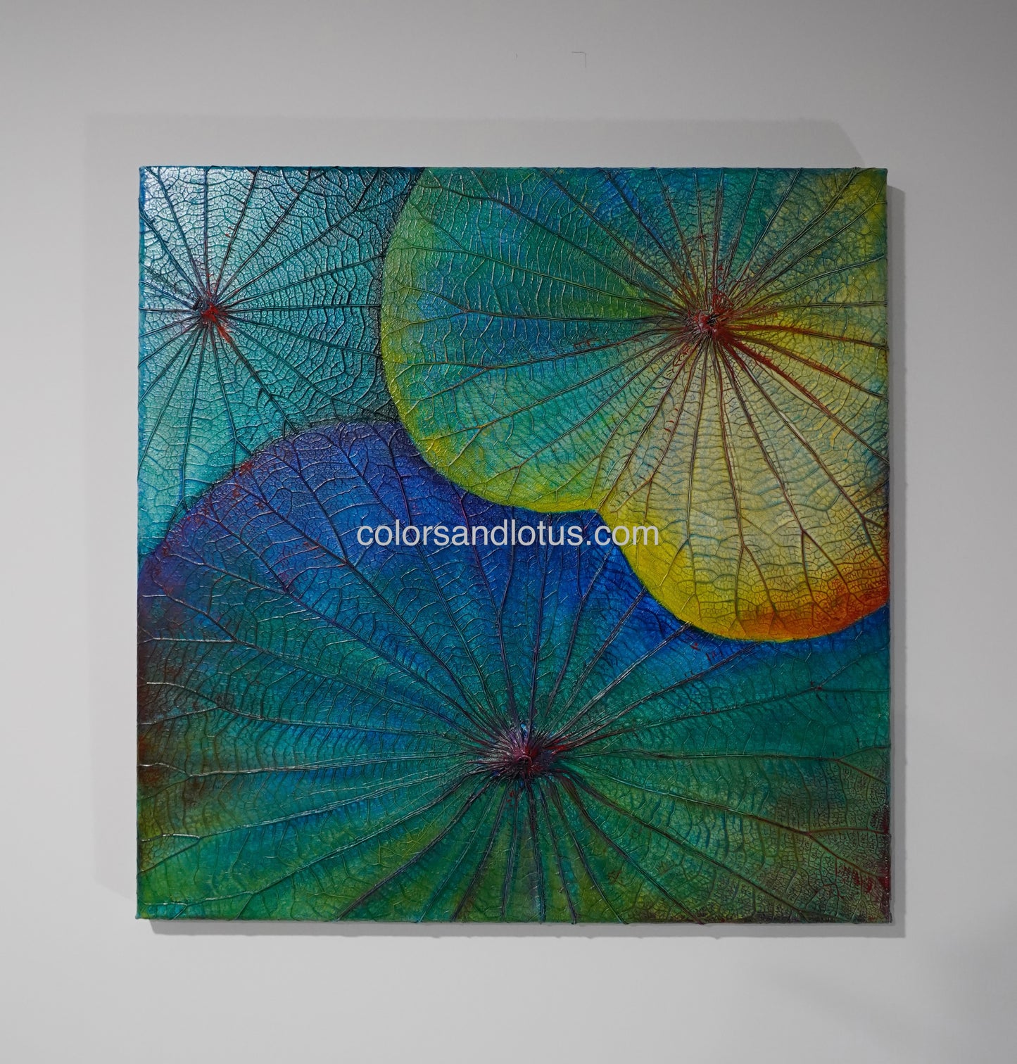 Lotus painting 40 cm x 40 cm blue