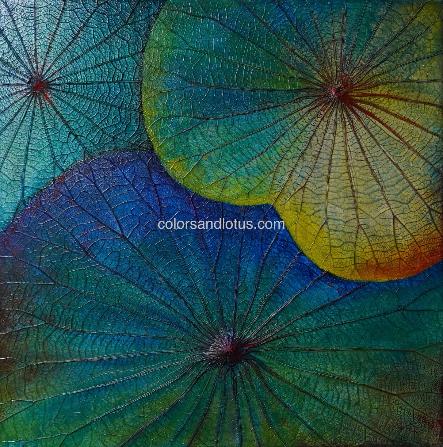 Lotus painting 40 cm x 40 cm blue