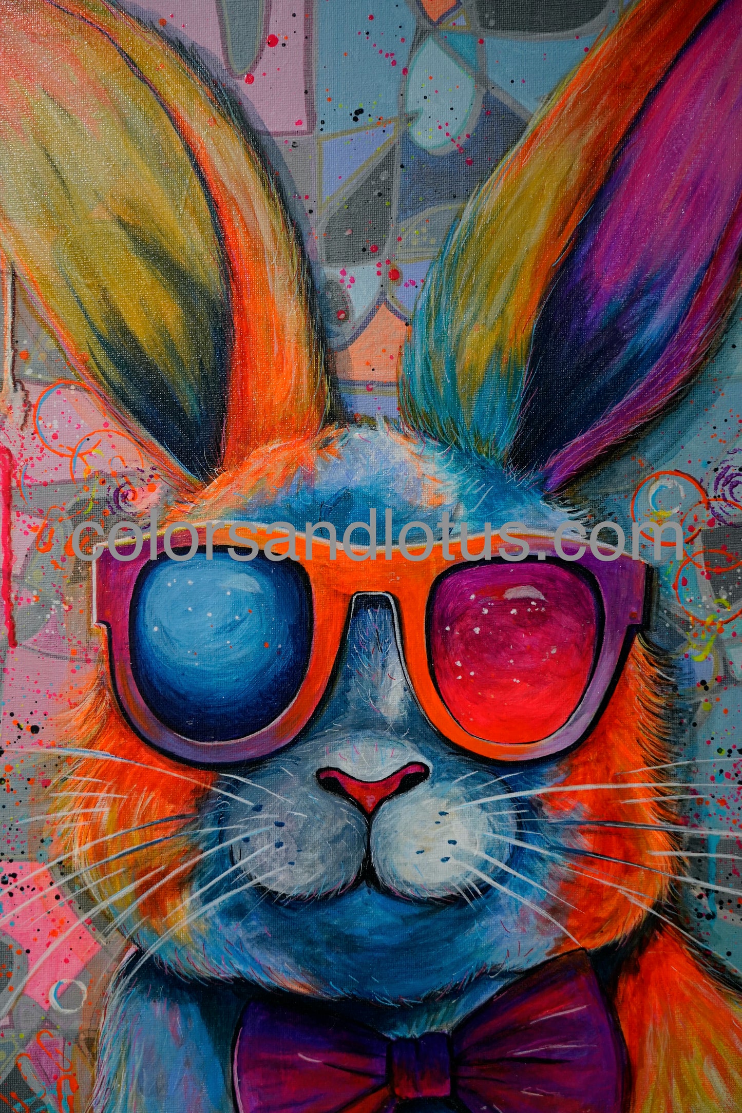 Tableau Lapin coloré 50 x 60 cm