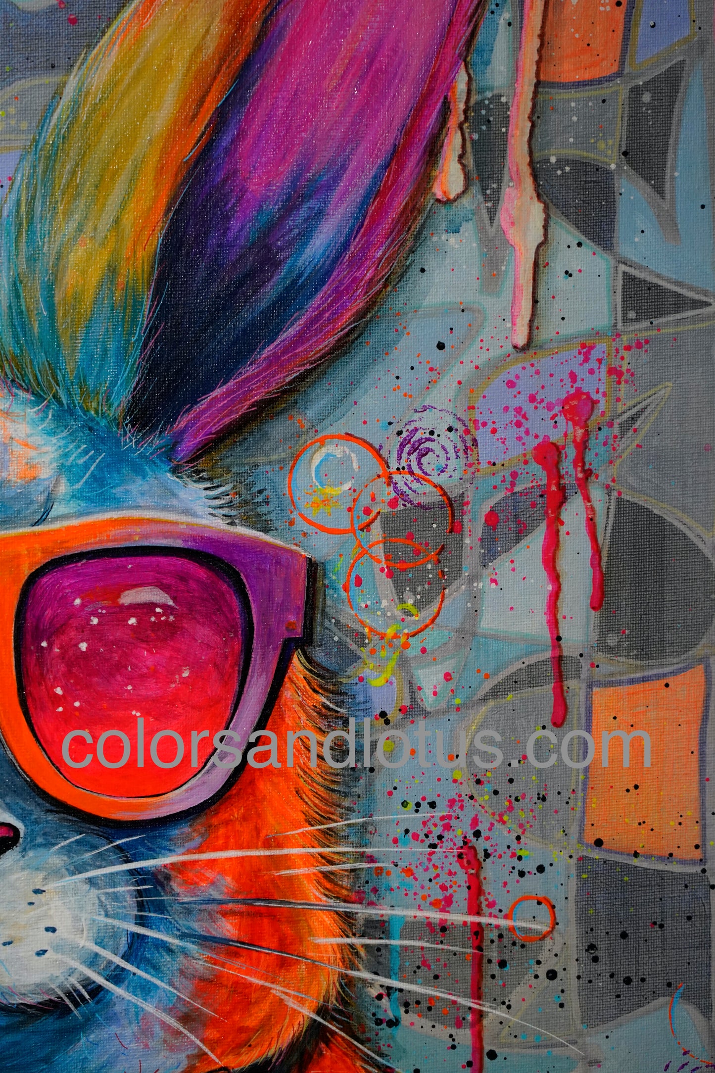 Tableau Lapin coloré 50 x 60 cm