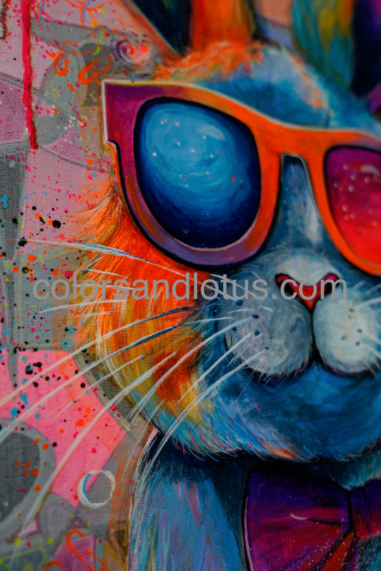 Tableau Lapin coloré 50 x 60 cm