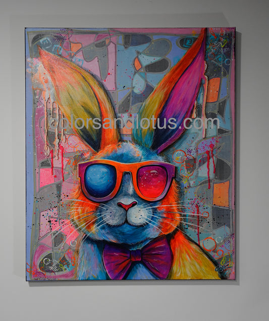 Tableau Lapin coloré 50 x 60 cm
