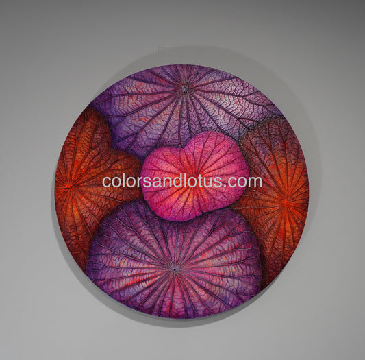 Tableau Lotus rond diamètre 40 cm