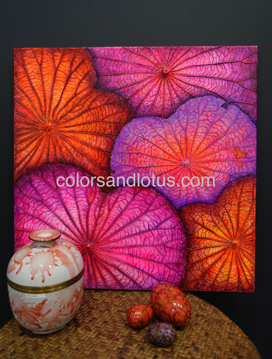 Tableau Lotus 40 cm x 40 cm violet