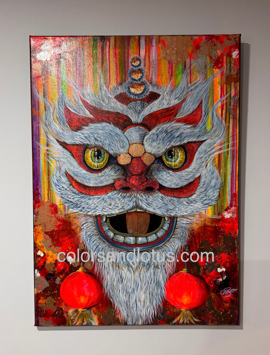 Peinture Chinese dragon 50 x 70 cm
