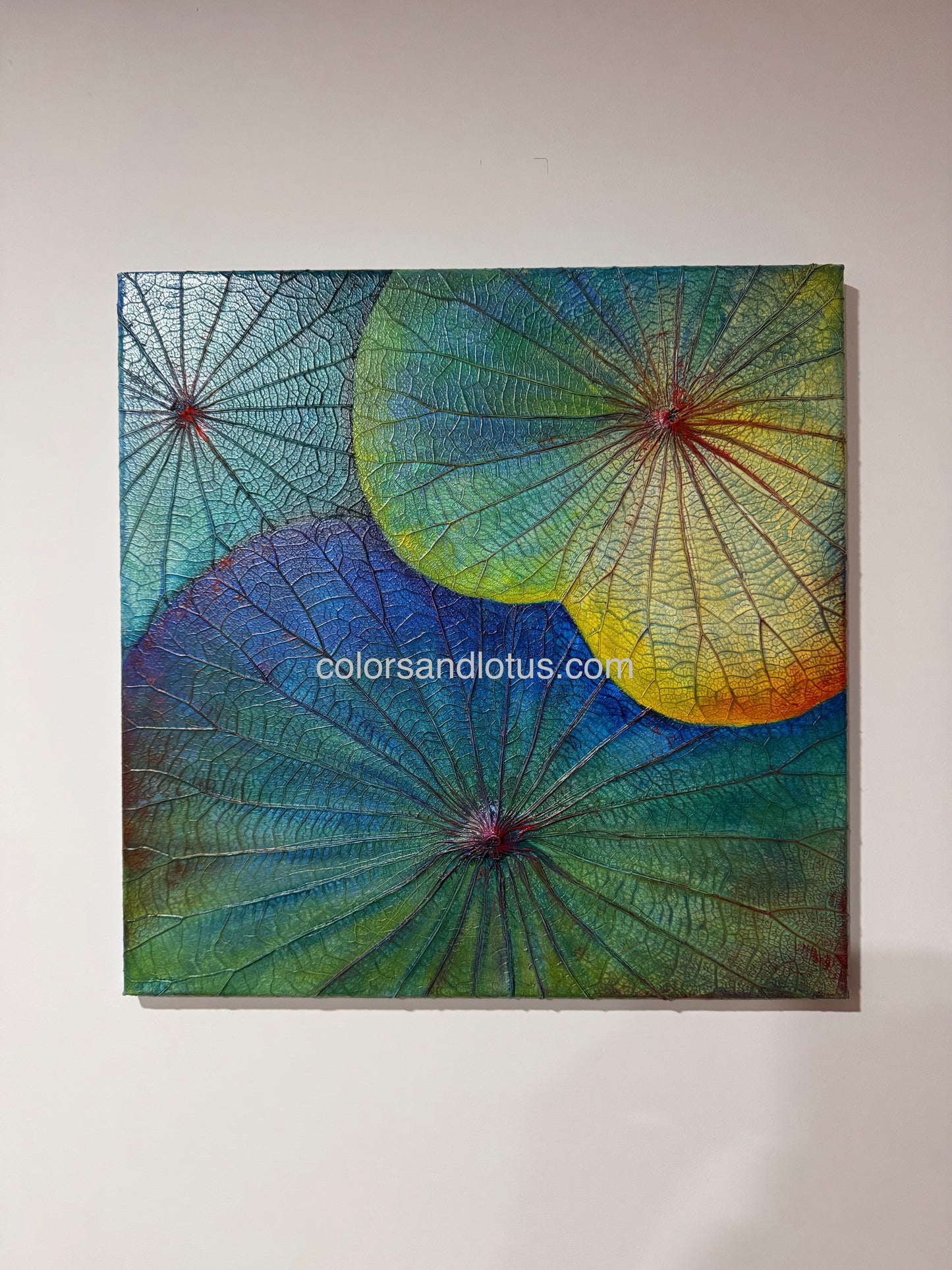 Lotus painting 40 cm x 40 cm blue