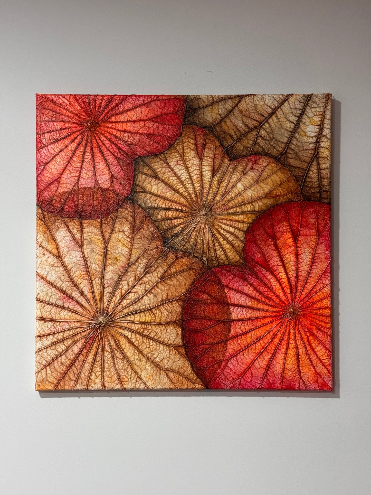 Lotus painting 40 cm x 40 cm red