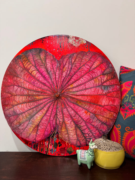 Tableau Lotus rond diamètre 50 cm