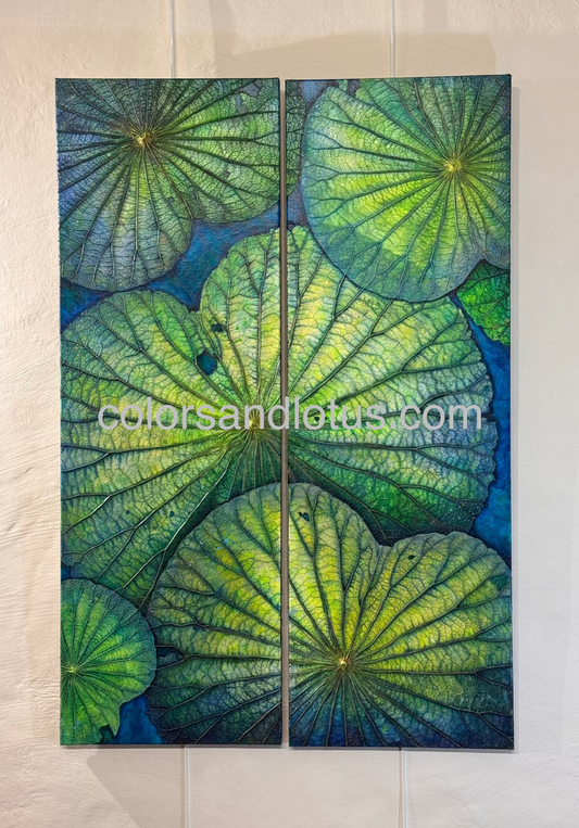 Tableau Lotus 30 cm x 90 cm x 2 - Diptyque